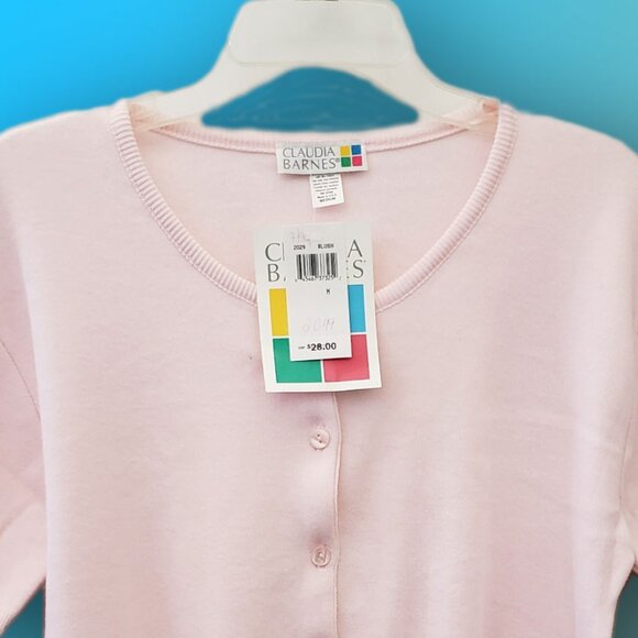 Claudia Barnes, woman's short sleeve Cardigan RN 47569, Blush color, Size M - Picture 4 of 11
